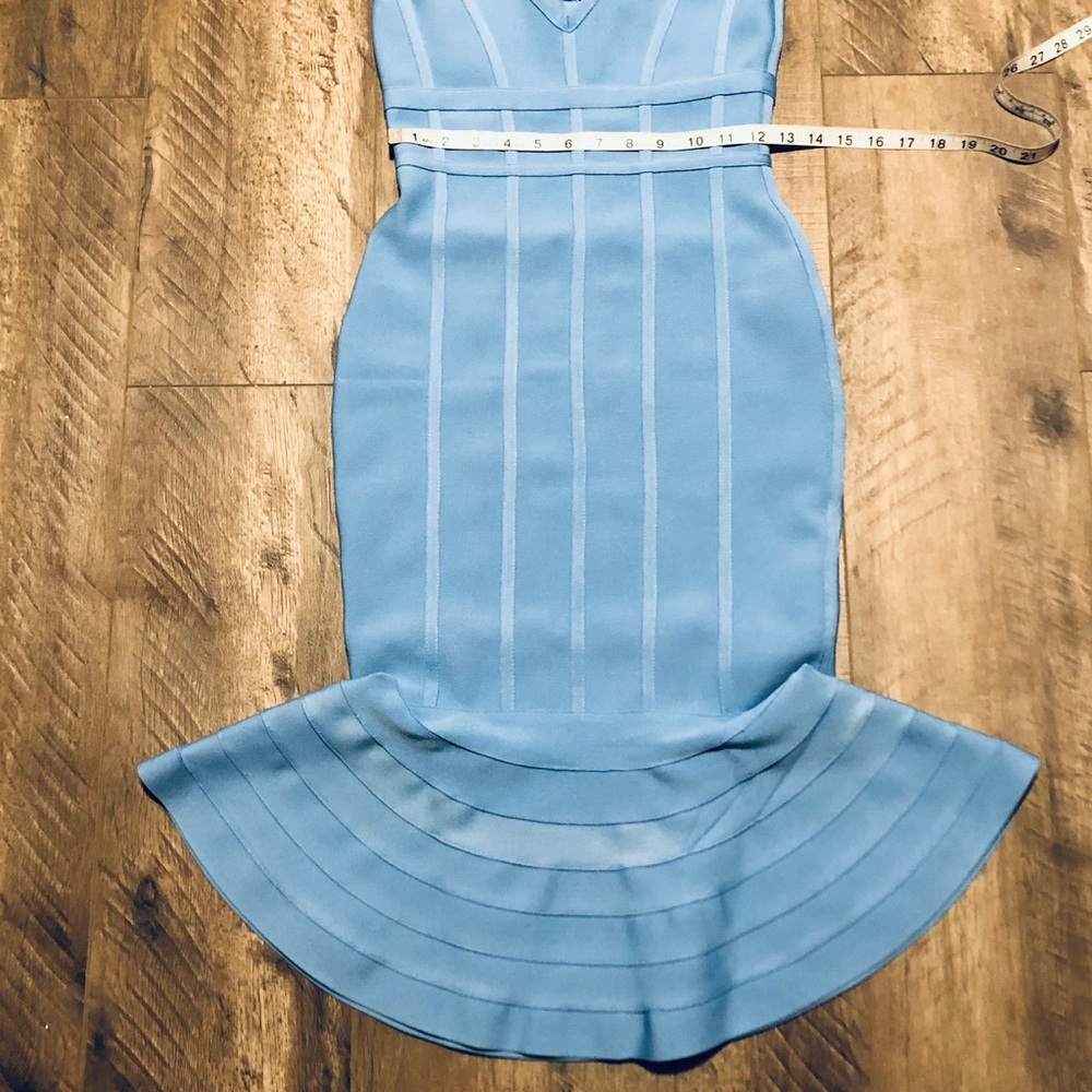 NWT S M bandage mermaid midi sky blue ruffle salsa - Picture 6 of 10